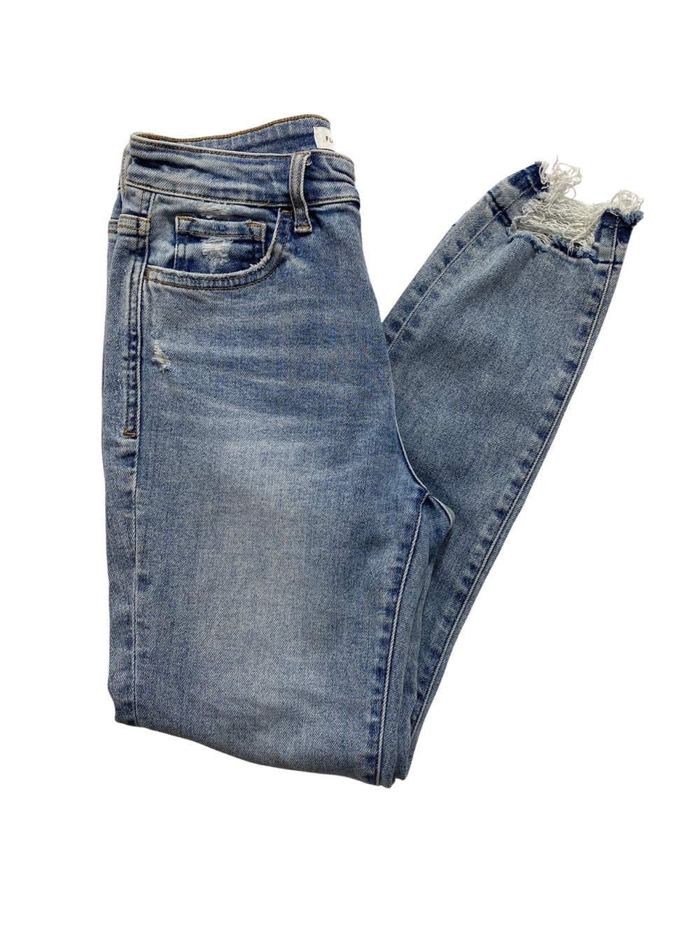 Flying Monkey Light Wash Skinny Jeans Women’s 26 Stretch Denim Raw Hem